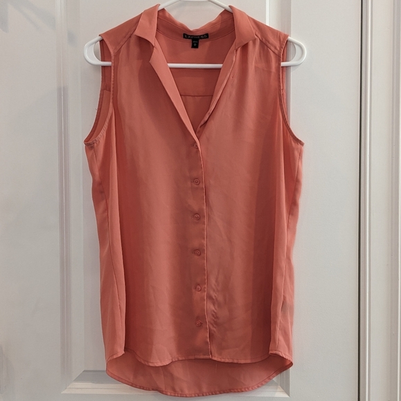 Express Sleeveless Button Down Shirt (Pink, Size S) - Picture 1 of 3